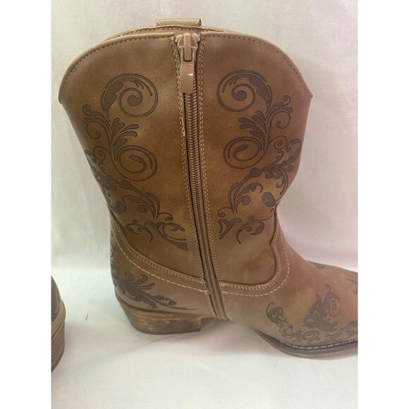 Dream Pairs Women's 9 Cowboy Cowgirl Western Ankle Booties Low Chunky Heel - Picture 7 of 8